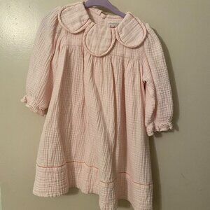 Sophie and Lucas pink long sleeve waffle fabric collar dress Girls 2T